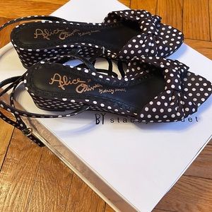 Alice and Olivia Alexi Polka- Dot Faille Low-Wedge Sandals